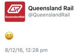 A tweet reportedly sent by Queensland Rail after lengthy delays were announced