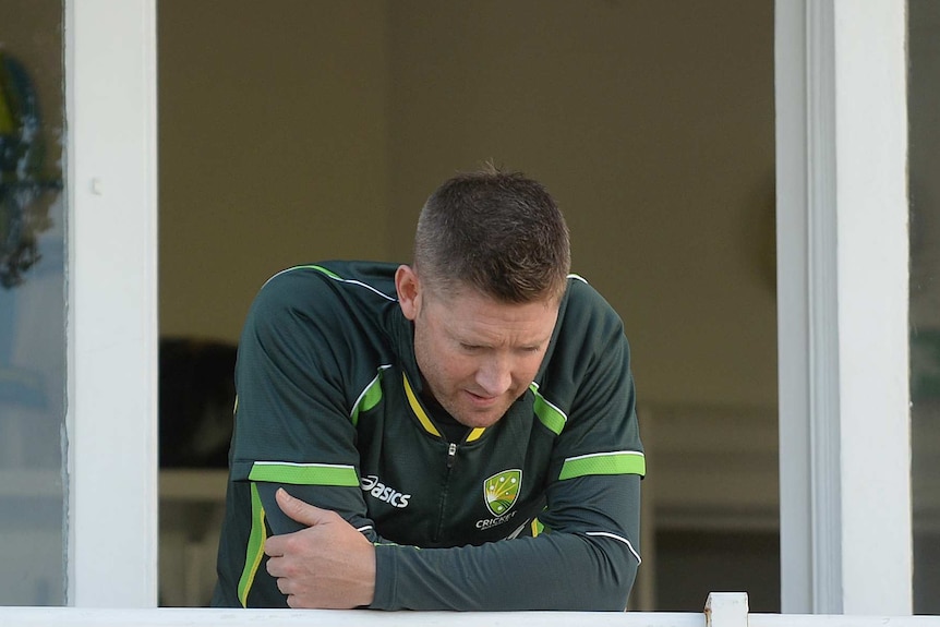 Michael Clarke on the players balcony at Trent Bridge