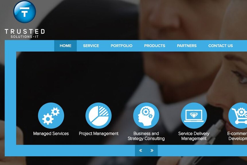 An image of the webpage of Trusted Solutions