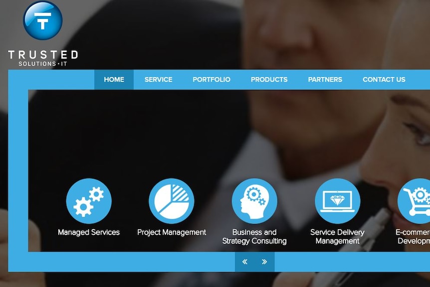 An image of the webpage of Trusted Solutions