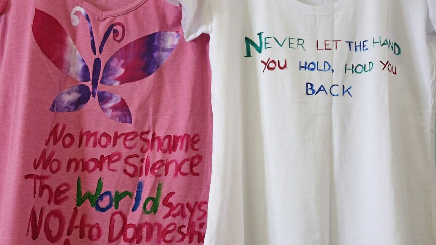 T-shirts painted by survivors of domestic violence