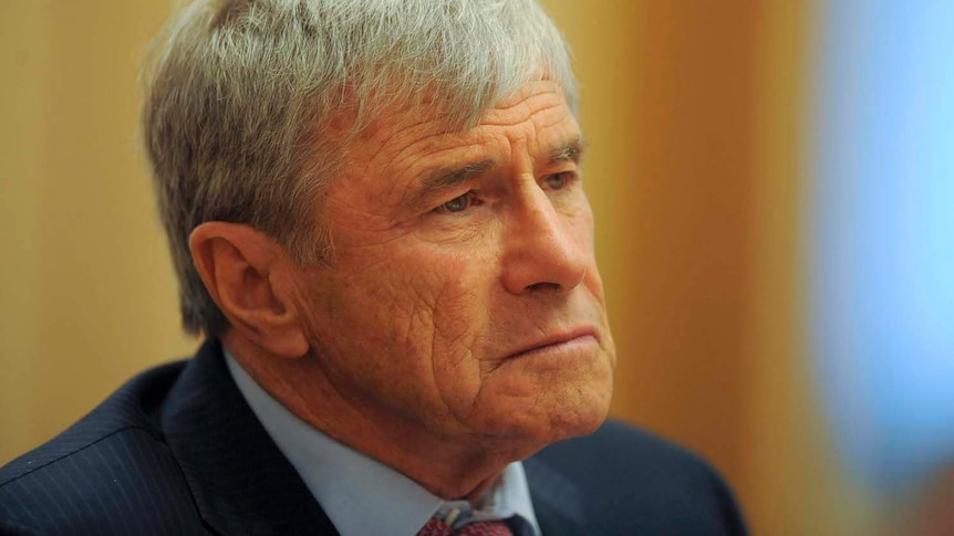 Close up of Kerry Stokes in Parliament House, Canberra.