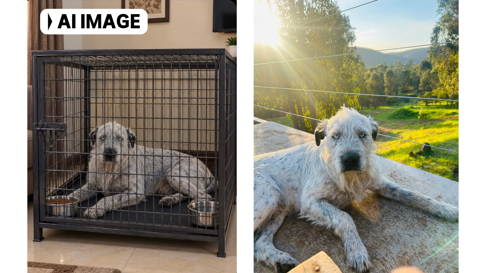 An AI generated photo of Bundy and a real photo of Bundy shared by his owners on social media