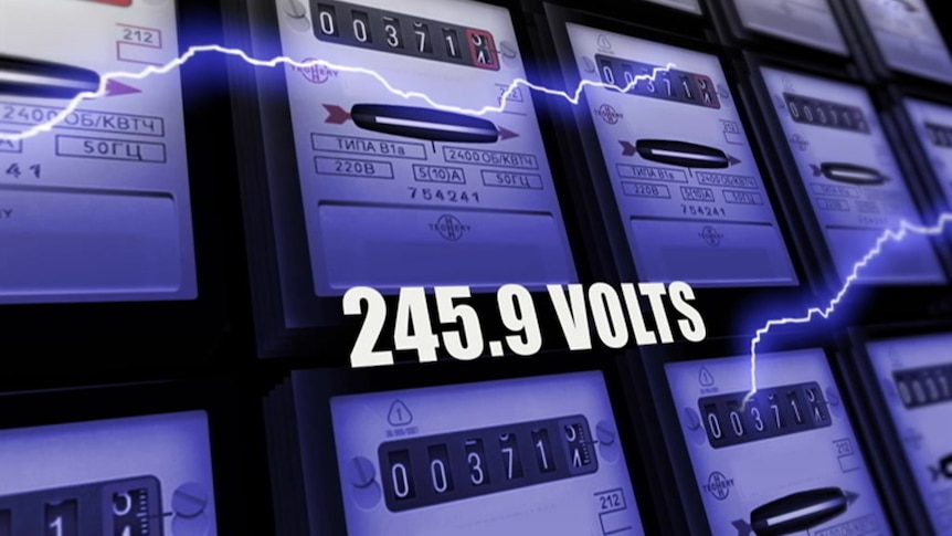 Electricity meters showing voltage