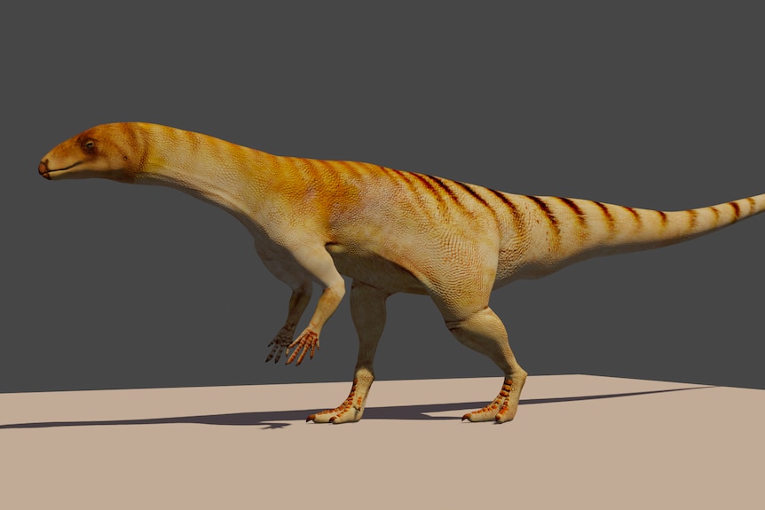 3D computer generated image of a dinosaur on two legs