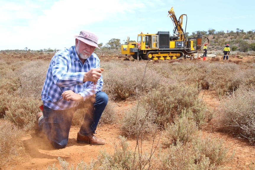 Gold John Jones on drilling site near Kalgoorlie