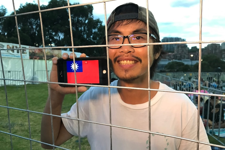 Jason from Taiwan waits to enter Mrs Macquarie's Chair