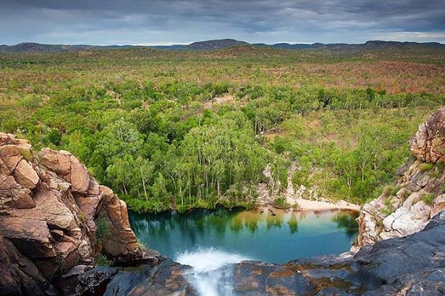 Looking down from the top of Gunlom Falls in the Northern Territory.