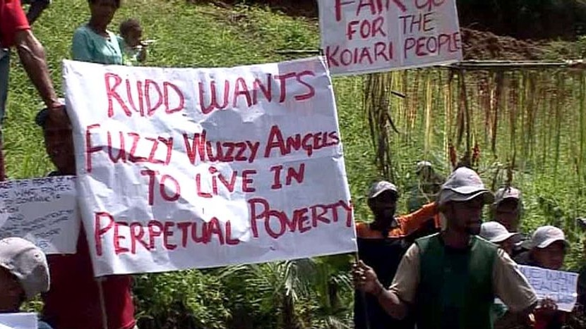 Koiari landowners protested against Australia's opposition to the mine.