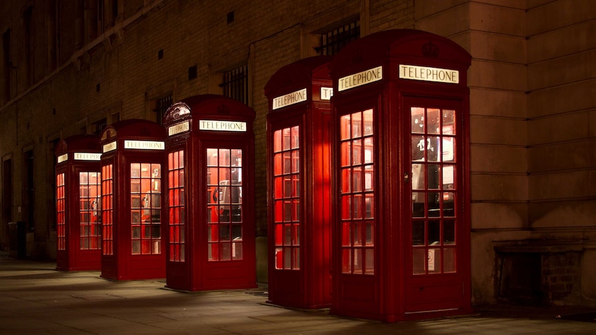 A line of very British phone booths