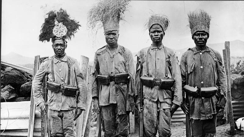 Four 'Askaris', or local soldiers, in German East Africa.