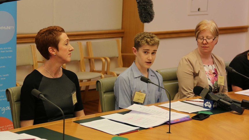 Canberra student Darcy Gilmour at Parliament House to advocate for children who miss school due to illness and injury, 12 October 2015