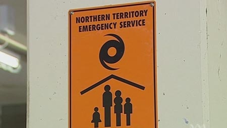 Cyclone warning shelter sign