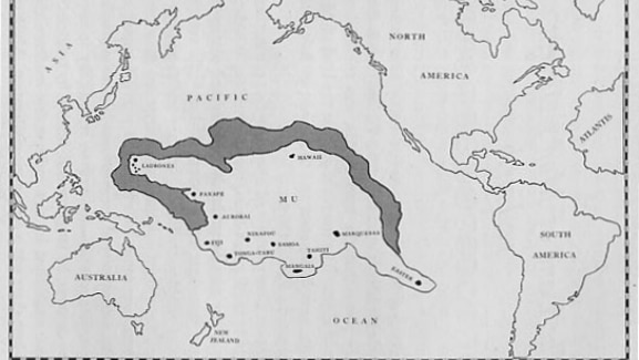 A map showing the location of the fabled lost continent of Mu.