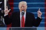 President Donald Trump delivers his inaugural address