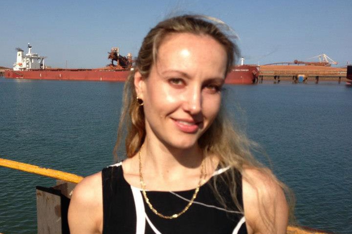 A head and shoulder shot of Veronica Macpherson will a Pilbara port in the background.