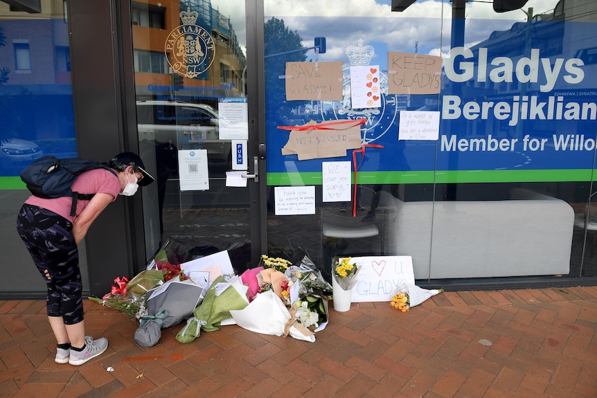 Flowers outside Berejiklian's office