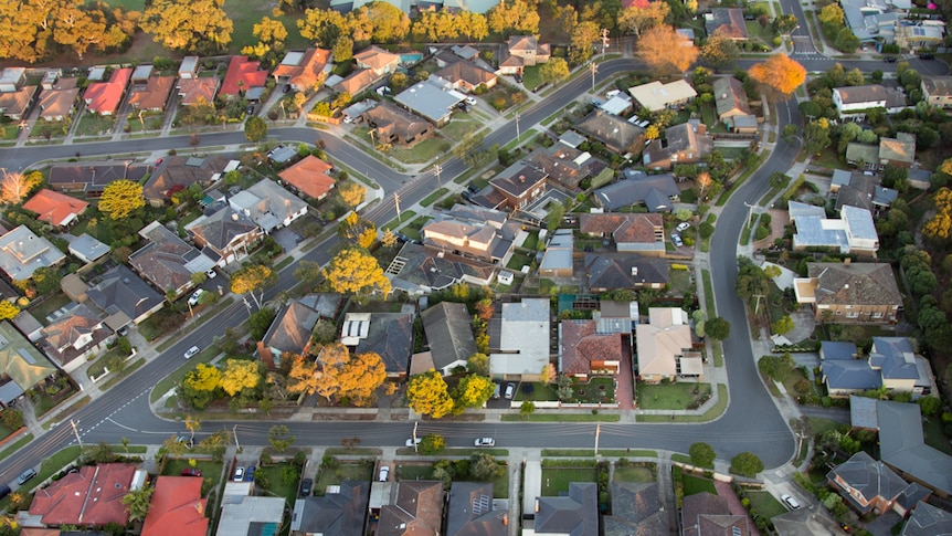 An aerial view of a Melbourne suburb.