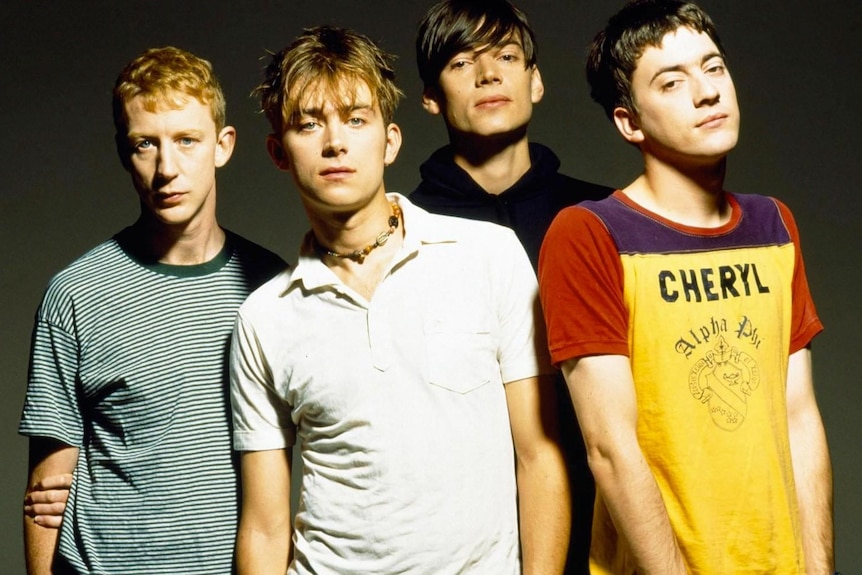 The band Blur pose for a promo photo