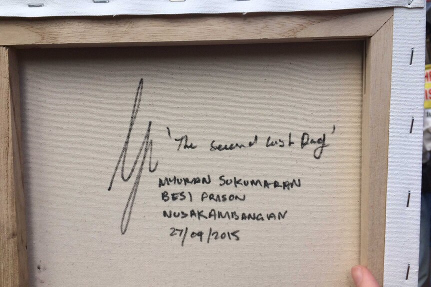 Back of Myuran Sukumaran self portrait 'The second last day'