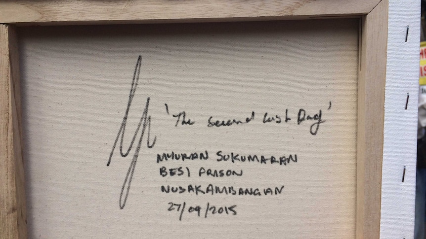 Back of Myuran Sukumaran self portrait 'The second last day'