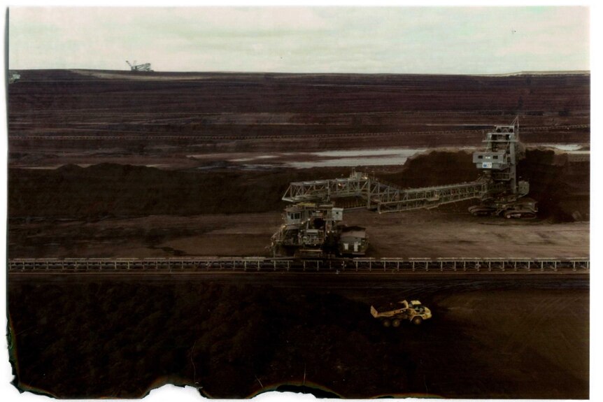 An aerial shot of a brown coal mine in Victoria's Latrobe Valley.
