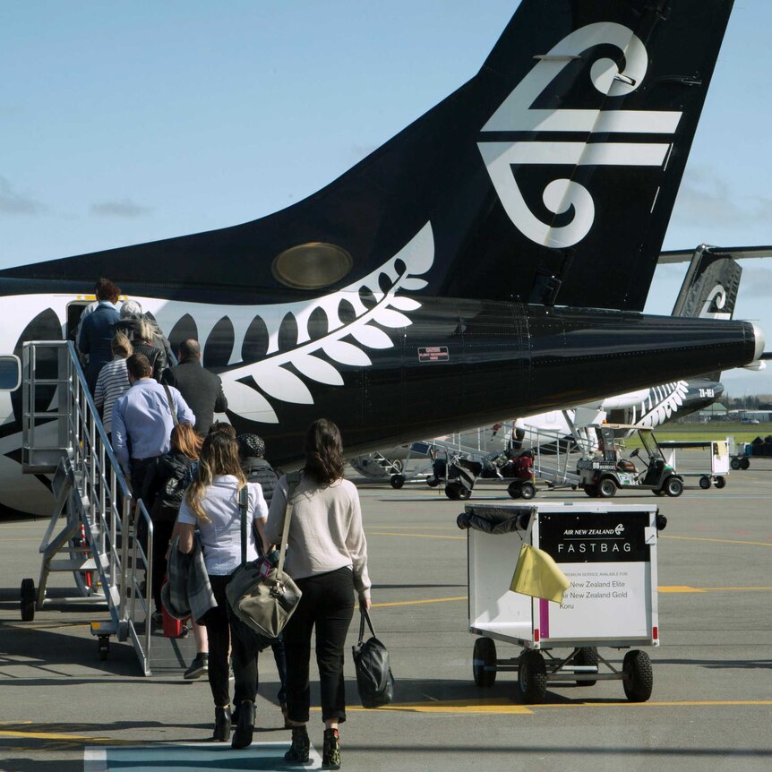 Passengers board an Air New Zealand flight at Christchurch Airport