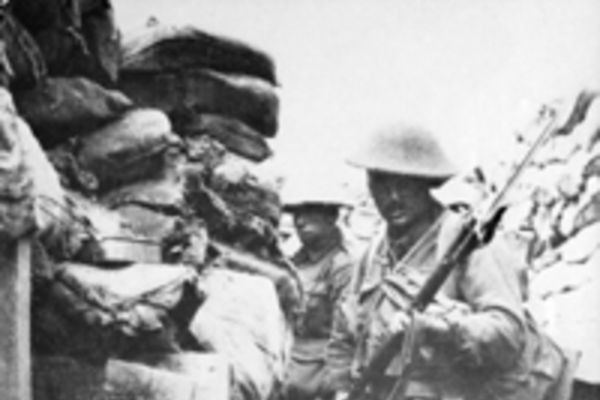 Men of the 53rd battalion at the front line minutes before launching the attack.