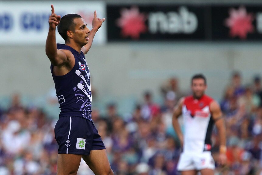 Pearce celebrates goal against Demons