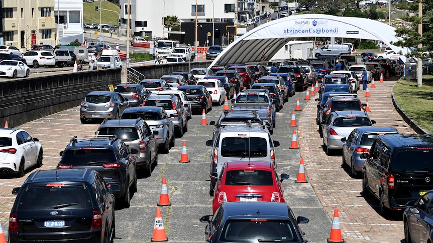 COVID testing queues on Wednesday