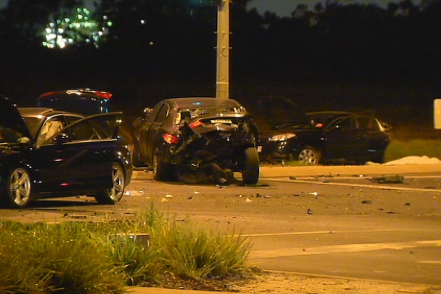 A three car crash at Williams Landing