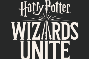 The Harry Potter: Wizards Unite logo in black and white