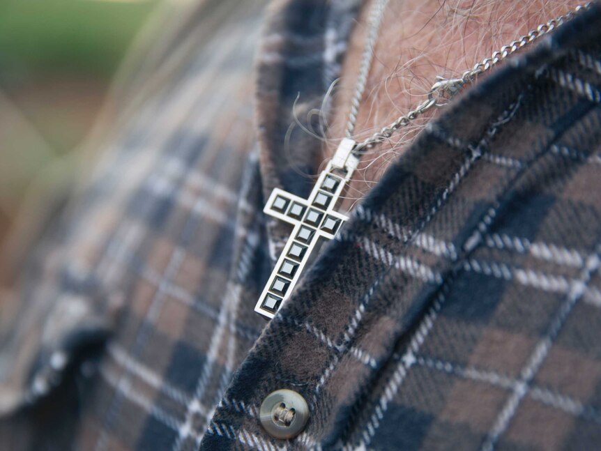 Tony Faranda's crucifix pendant.