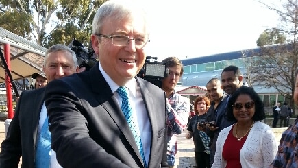 Prime Minister Kevin Rudd visits the University of Tasmania Launceston campus.
