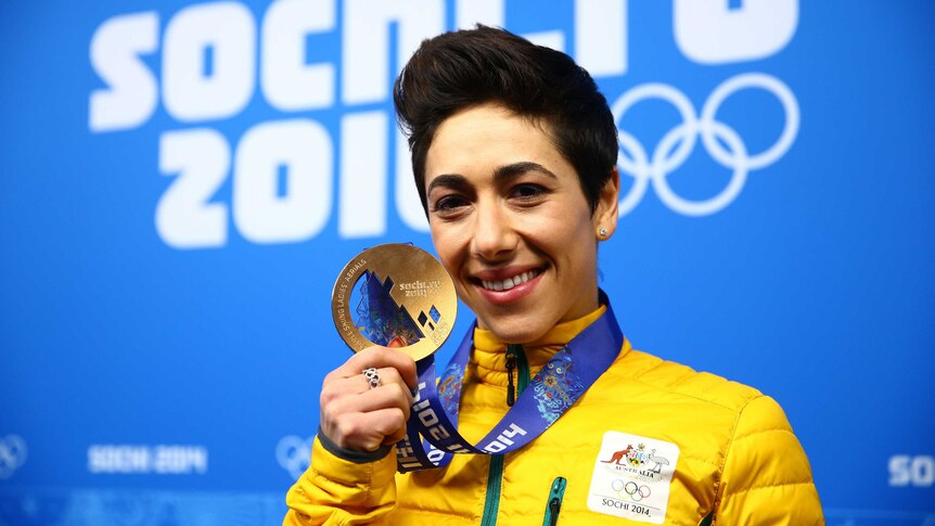 Bronzed Aussie ... Lydia Lassila shows off her medal