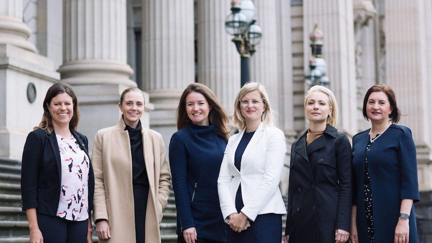 Six graduates from the Pathway to Politics for Women pilot program.