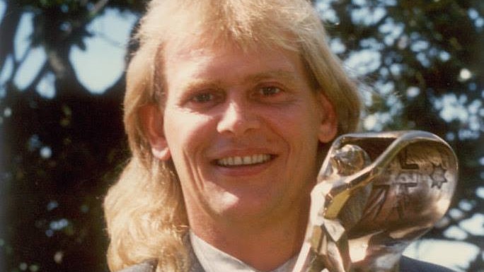 John Farnham pictured in 1987 with his Australian of the year trophy.