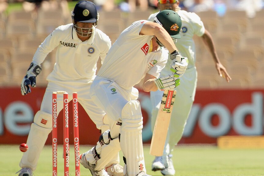 Knocked over: Shaun Marsh's Test record reads 0, 0, 3, 0, 11 and 3 in his last six innings.