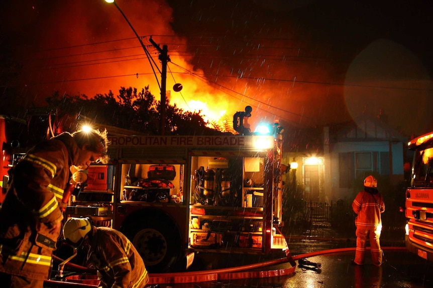 Firefighters at house fire