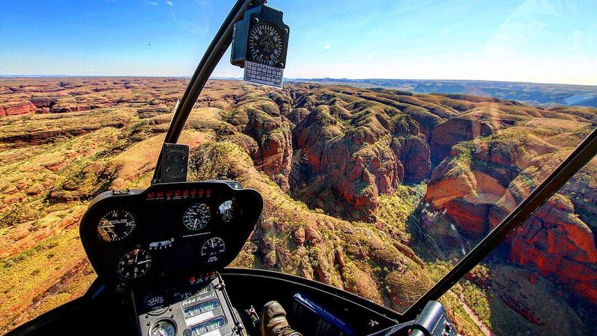 The view of Purnululu National Park from a helicopter.