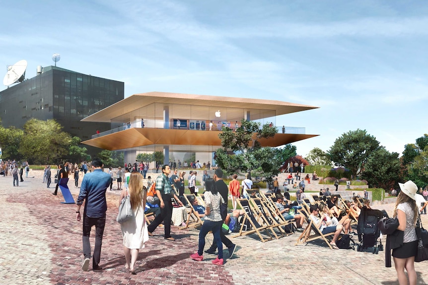 An artist's impression of a two-storey Apple concept store in Federation Square.