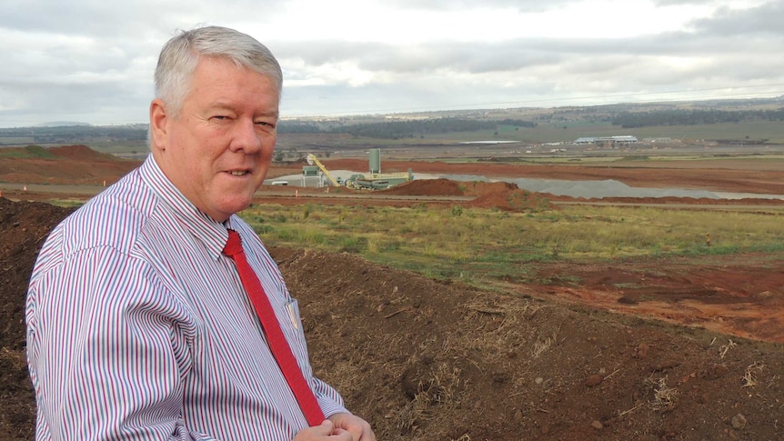 John Wagner at the Brisbane West Wellcamp airport construction site.