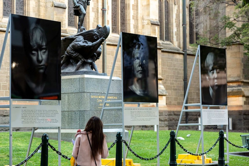 Hoda Afshar's photographic work Agonistes, a series of black and white photographs in front of St Paul's Cathedral