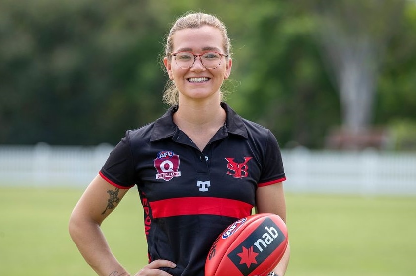 2021 AFLW Premiership Cup ambassador Jaimie Howells from the Yeronga South Brisbane Devils Football Club.