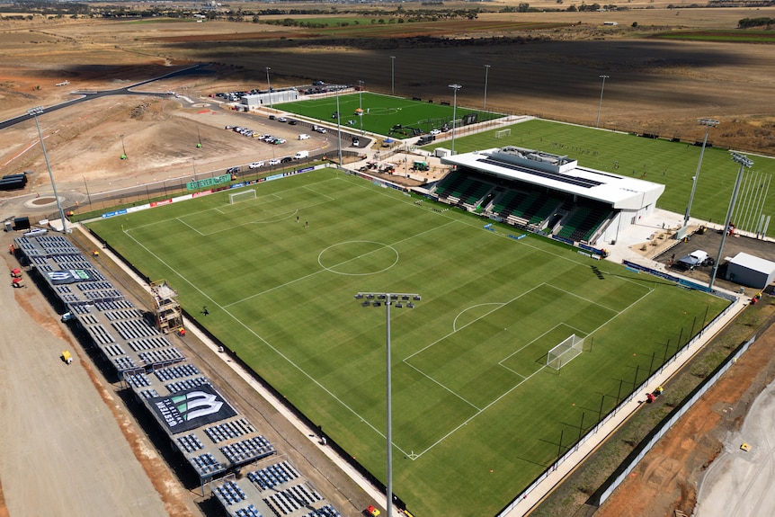 An aerial view of Western United's soccer ground at Tarneit, near Melbourne.