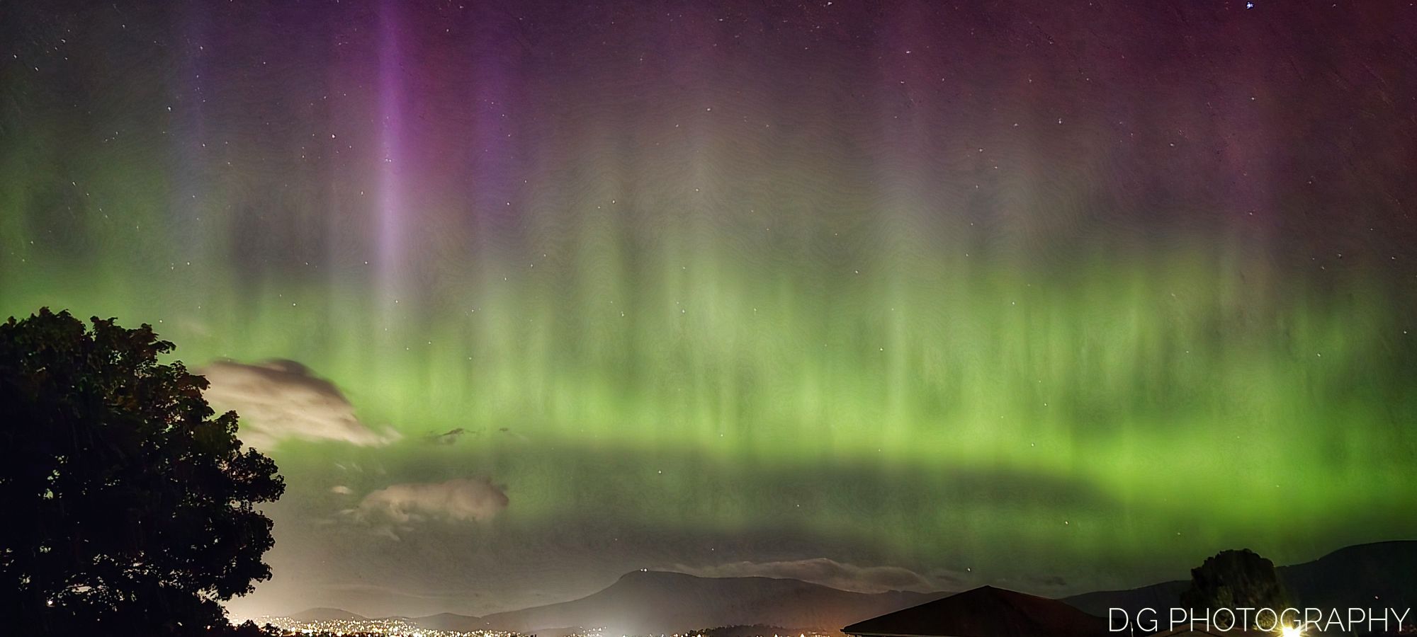 Southern lights above Hobart
