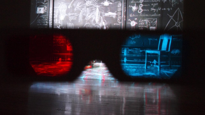 3D glasses held up to the camera