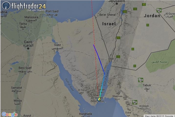 Flight Radar map of Russia-bound Kogalymavia airliner