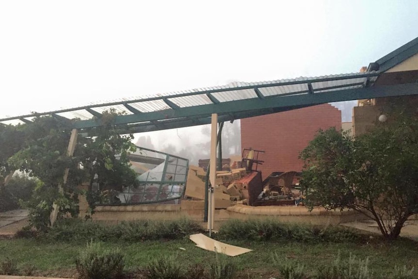 A home destroyed by high winds during the storm at Forbes Creek.