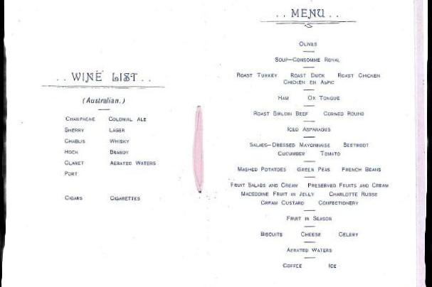 The original 1913 menu